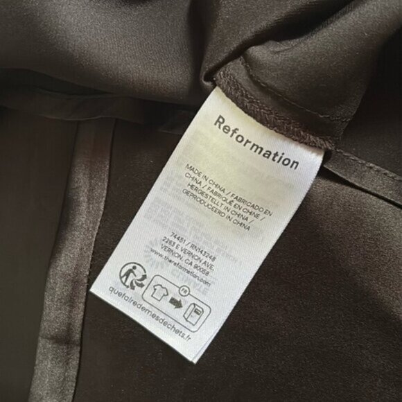 NEW Reformation Layla Silk Midi Skirt Elastic Waist in Black | size 4 - Picture 9 of 11